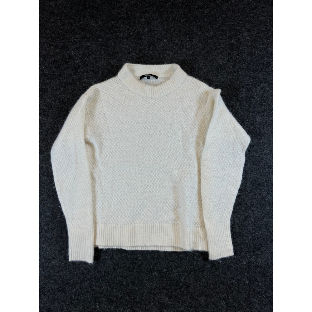 Quince Alpaca Wool Blend Diamond Knit Sweater Ivory White Size M LK0011 FA/21